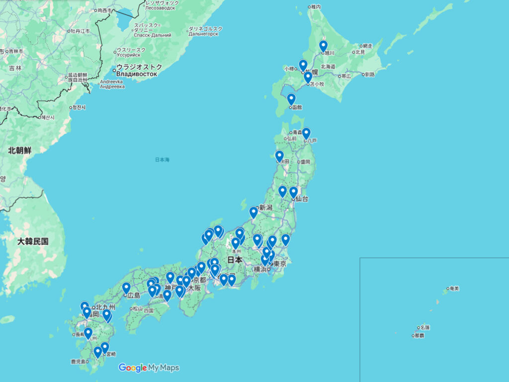 LOIVEの店舗をGoogleMapでまとめた画像